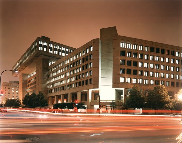 FBI Headquarters at night